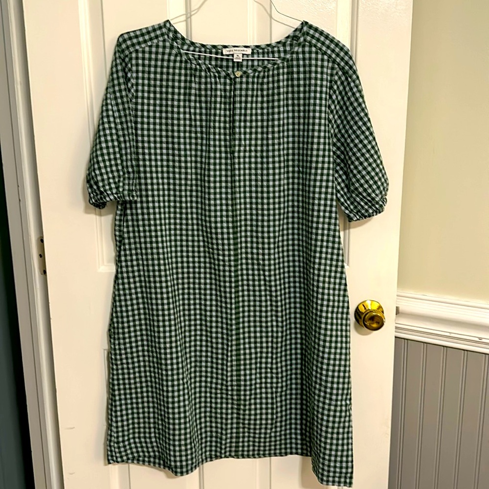 Green check dress